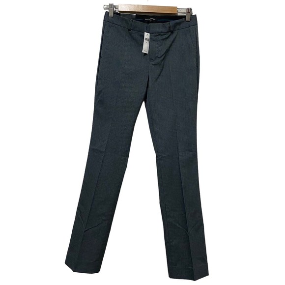 Banana Republic Blue Logan 0 Mid Rise Straight Fit Trouser Pant New Plaid Black - Picture 2 of 14